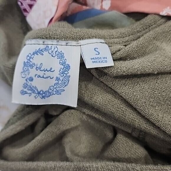 Blue Rain Green Long Sleeve Sweater Back Scarf Tie Women's Small - Picture 4 of 6